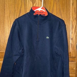 Men’s Blue and Orange Lacoste 1/4 Zip Pullover Sweater, Size Large